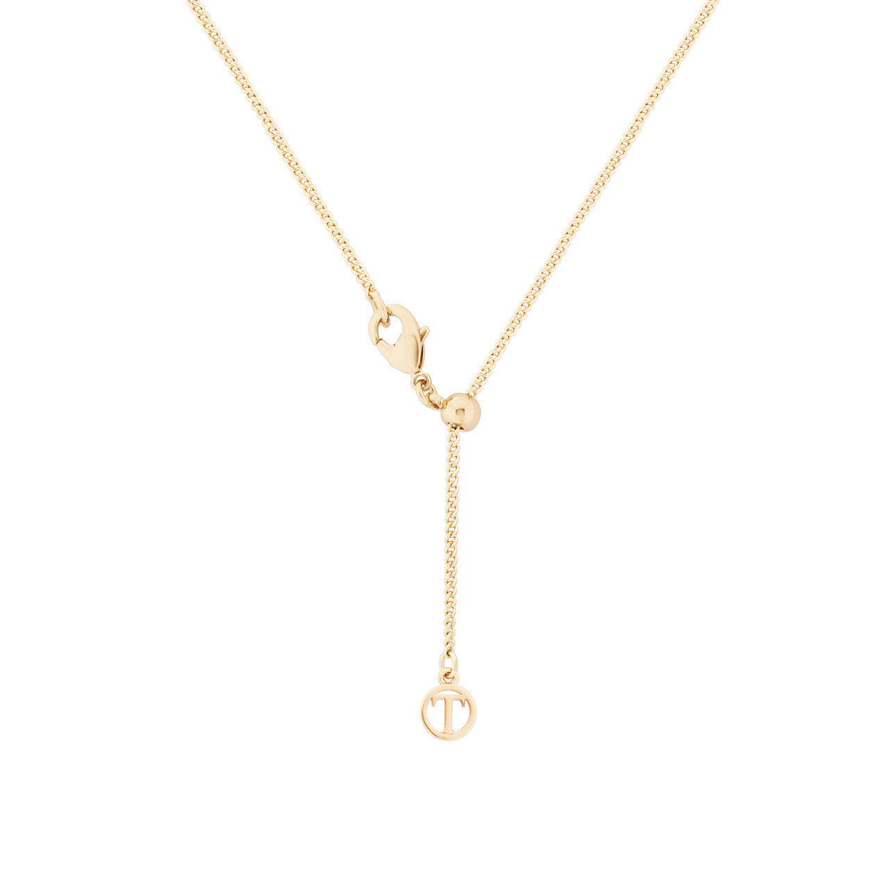 Adjustable gold necklace clasp with Tipperary Crystal logo charm