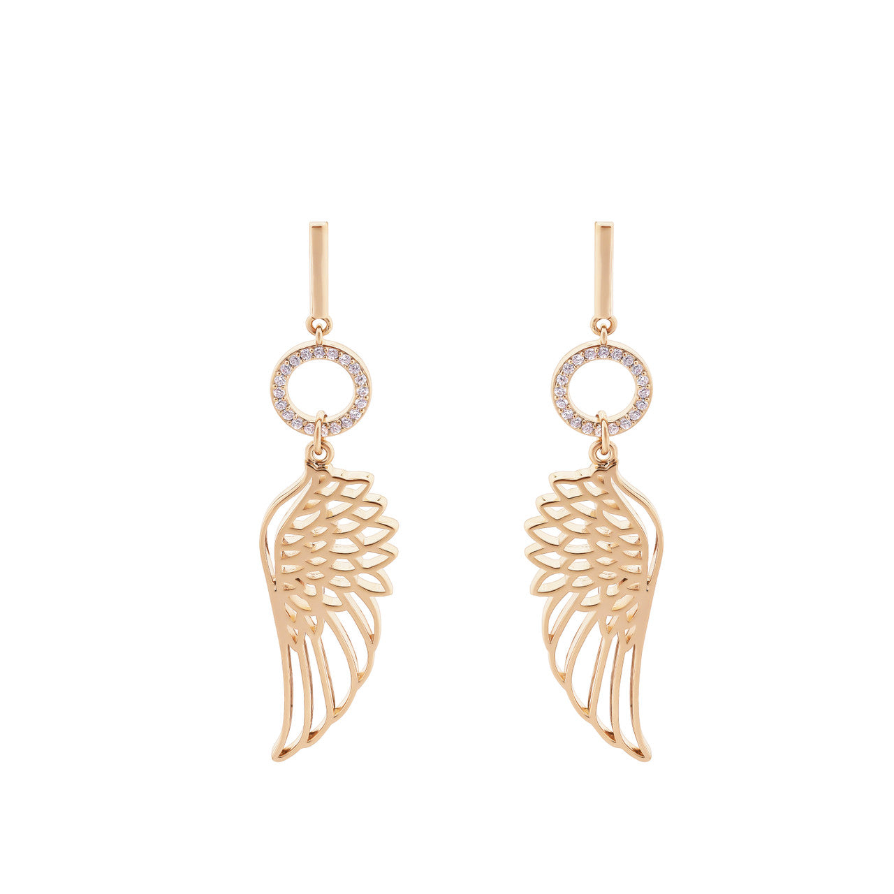 Tipperary Crystal Angel Wings Drop Earrings - Gold