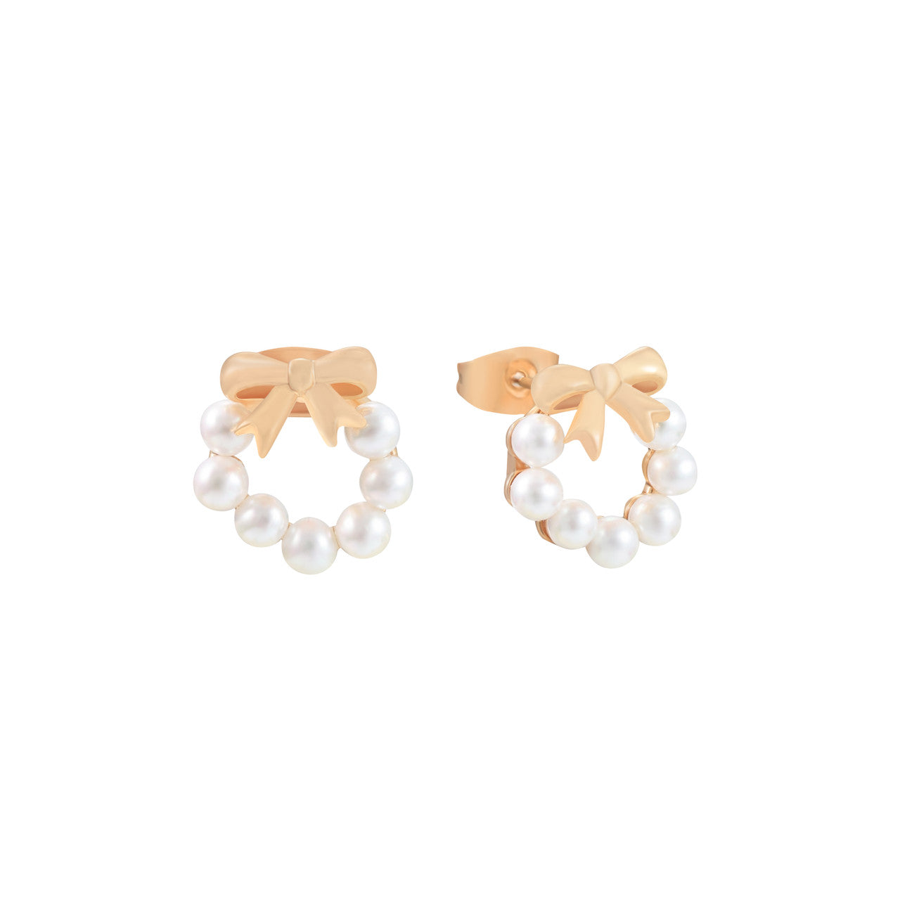 Tipperary Crystal Gold Pearl & Bow Earrings