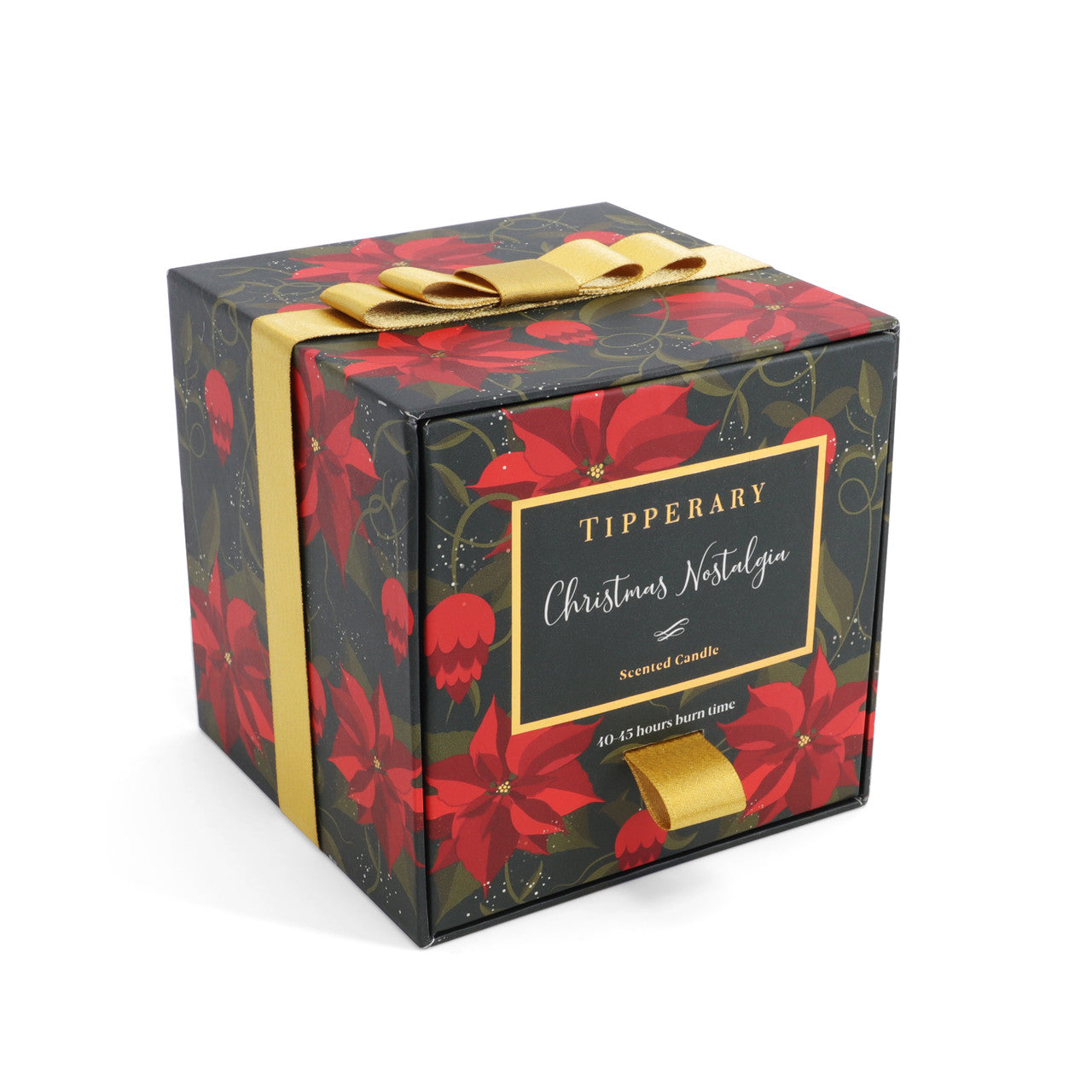 Tipperary Christmas Nostalgia scented candle in poinsettia gift box.
