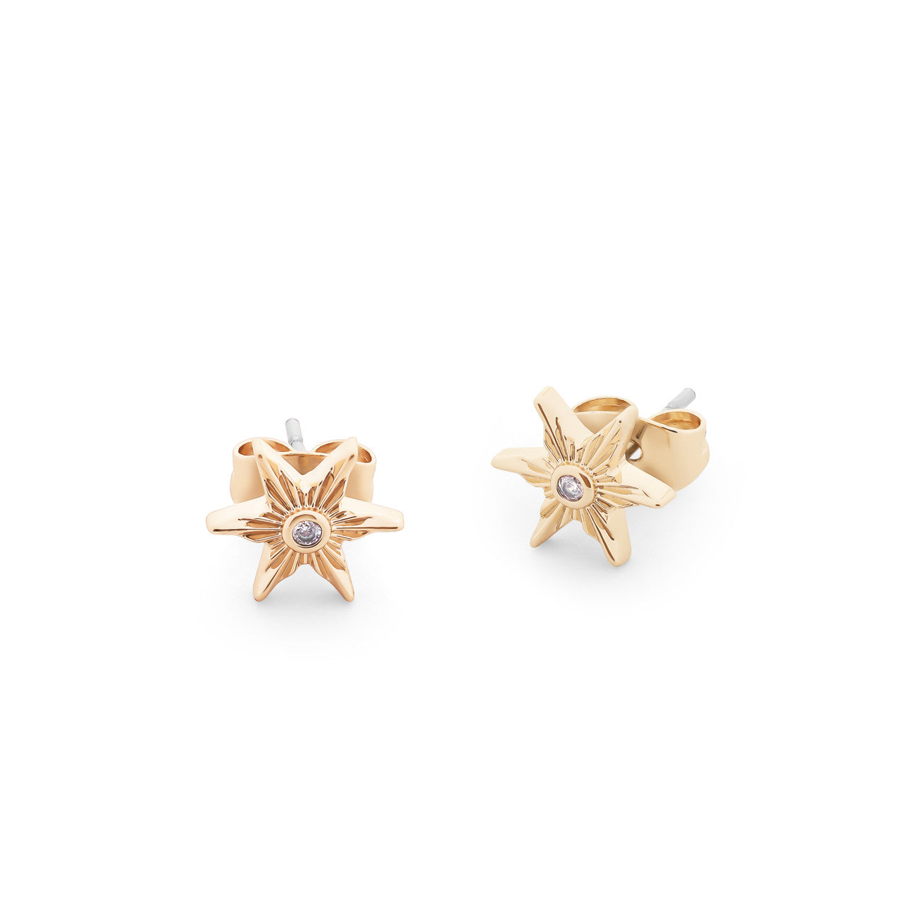 Tipperary Crystal Compass Star Stud Earrings - Gold