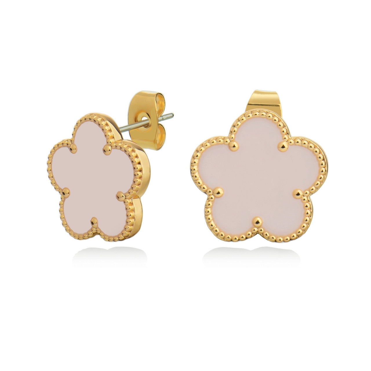 Tipperary Crystal Le Fleur pink flower earrings with yellow gold plating, elegant gift