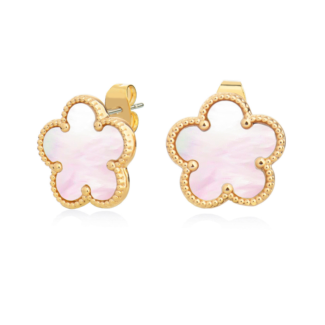 Tipperary Crystal Le Fleur yellow-gold plated earrings with crystal mop detail