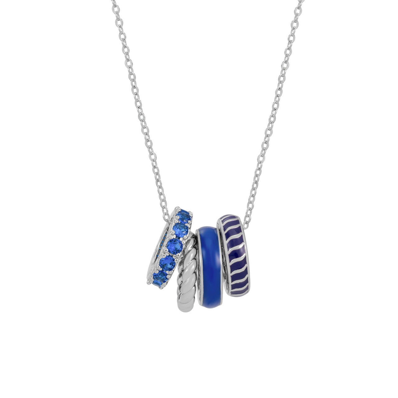 Tipperary Crystal Halo Night silver and blue pendant necklace with celestial design, gift-boxed jewellery for mum, gran or friend