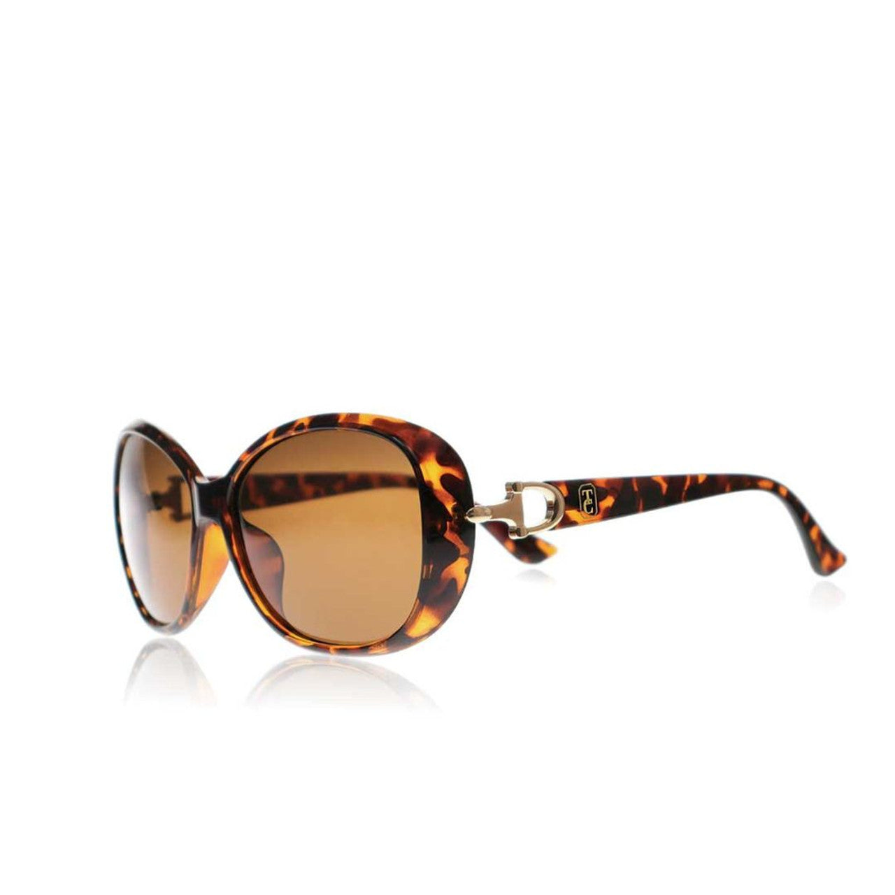 Tipperary Crystal Milano tortoise ladies sunglasses with polarised lenses in gold-accented frame