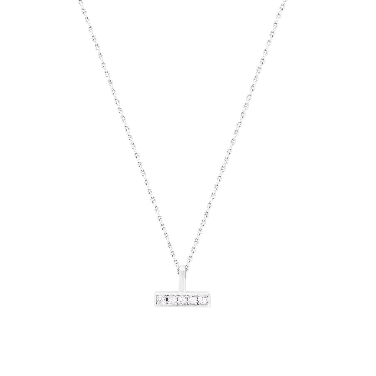 Tipperary Crystal T-bar cz Pendant Necklace Set - Silver