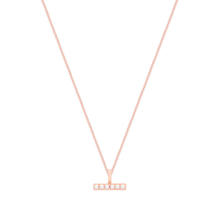 Tipperary Crystal Six Mini Pearls T-bar Pendant Necklace - Rose Gold