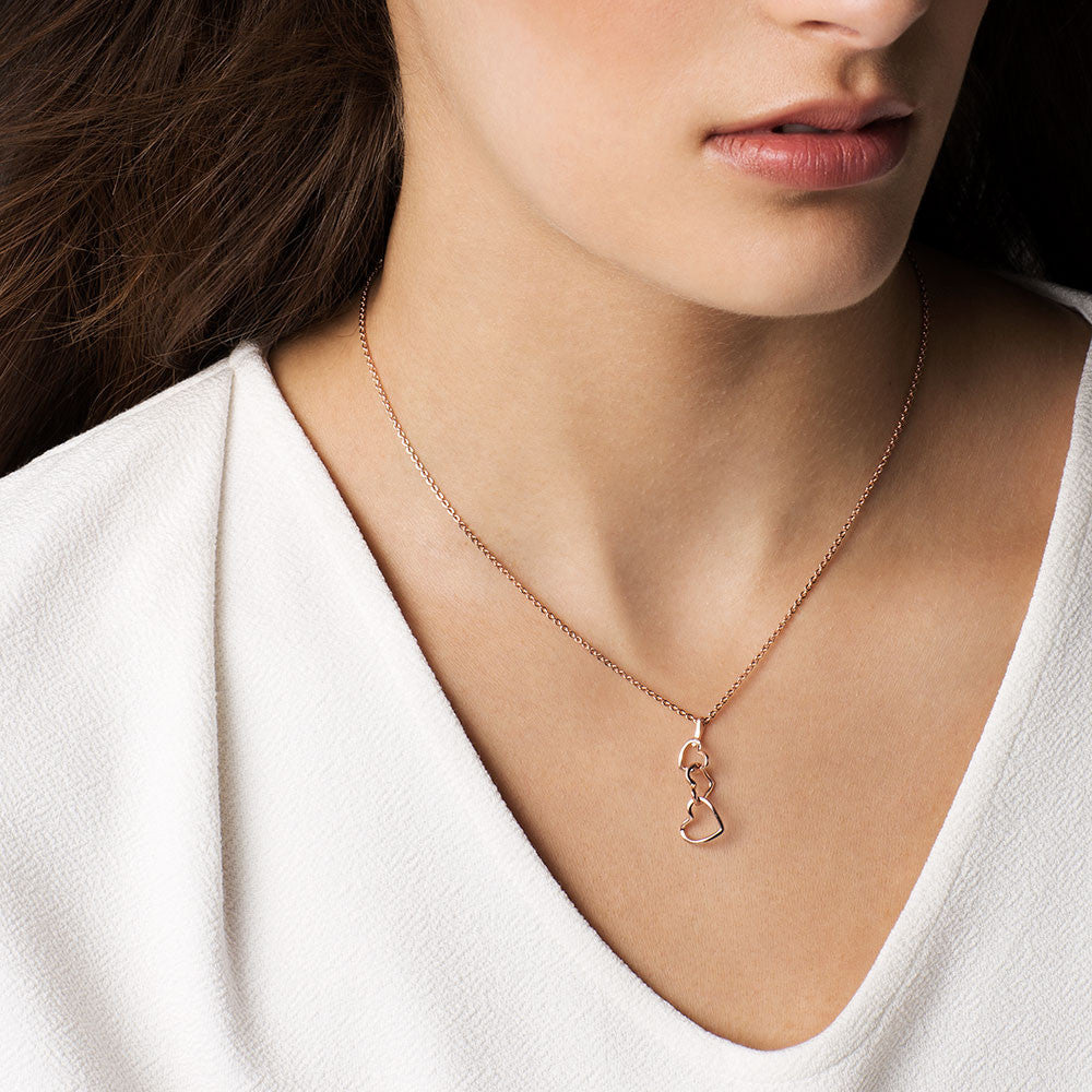 Rose gold interlinked heart pendant on adjustable chain by Tipperary Crystal