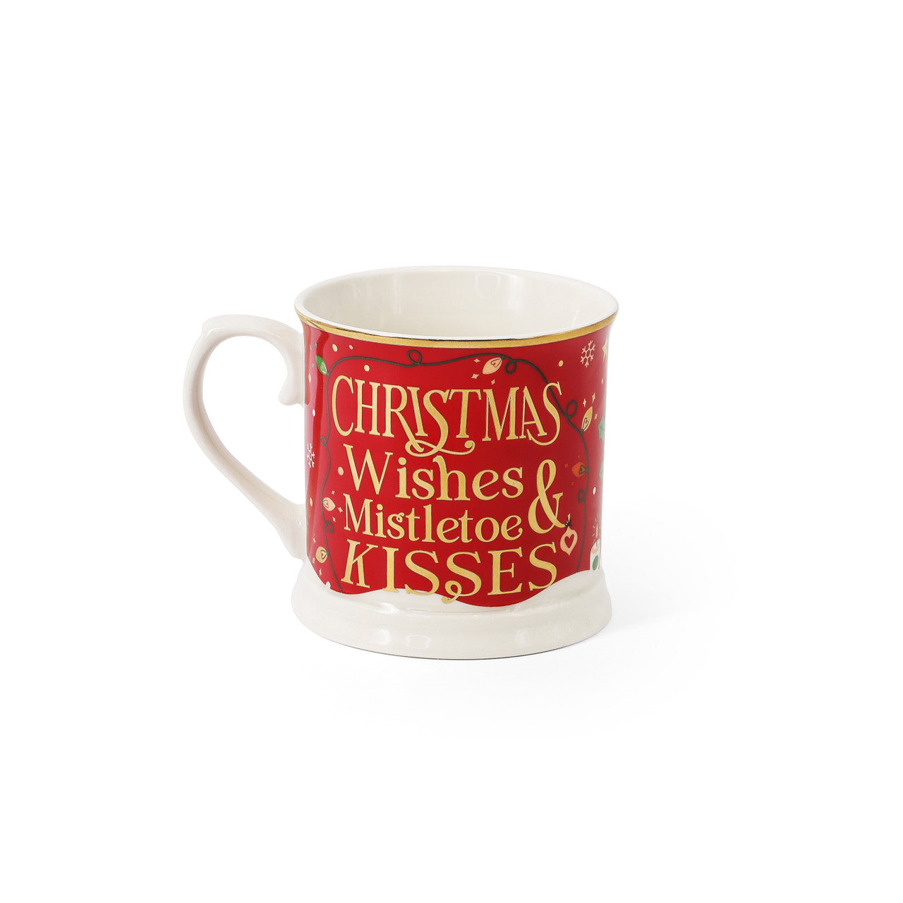Wonderful Wishes red Christmas tankard with robin motif and gold rim – Tipperary Crystal festive mug