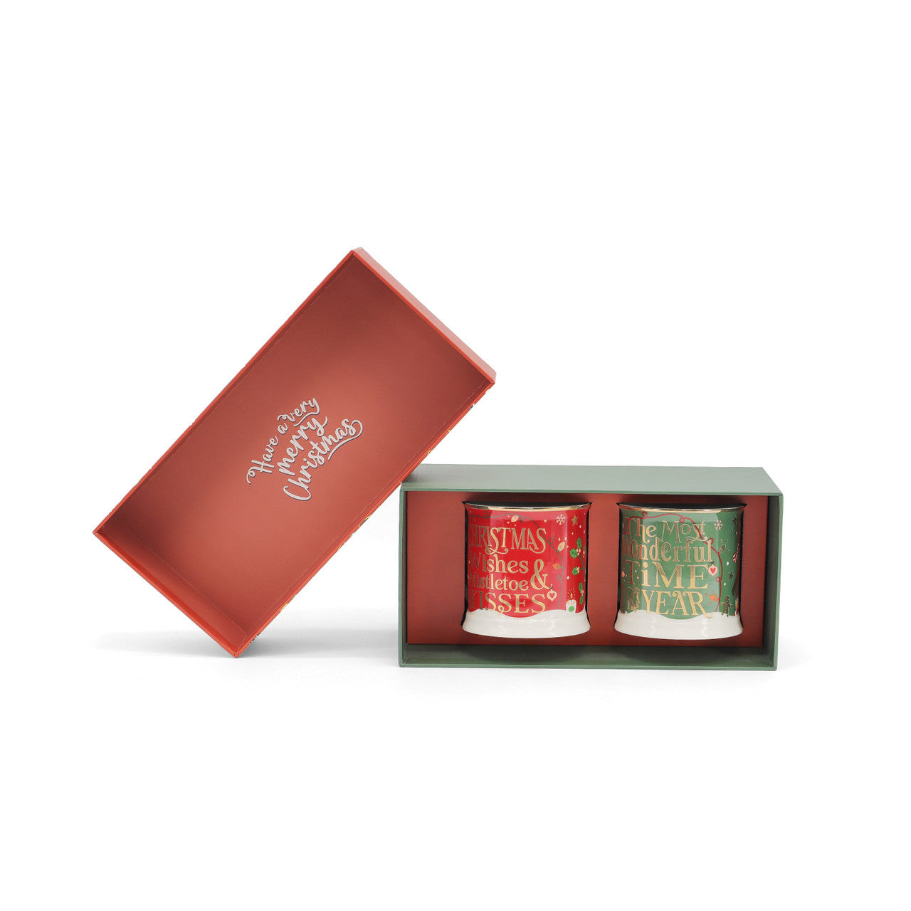 Tipperary Crystal Wonderful Wishes boxed set of 2 Christmas tankards red & green robin designs gift box