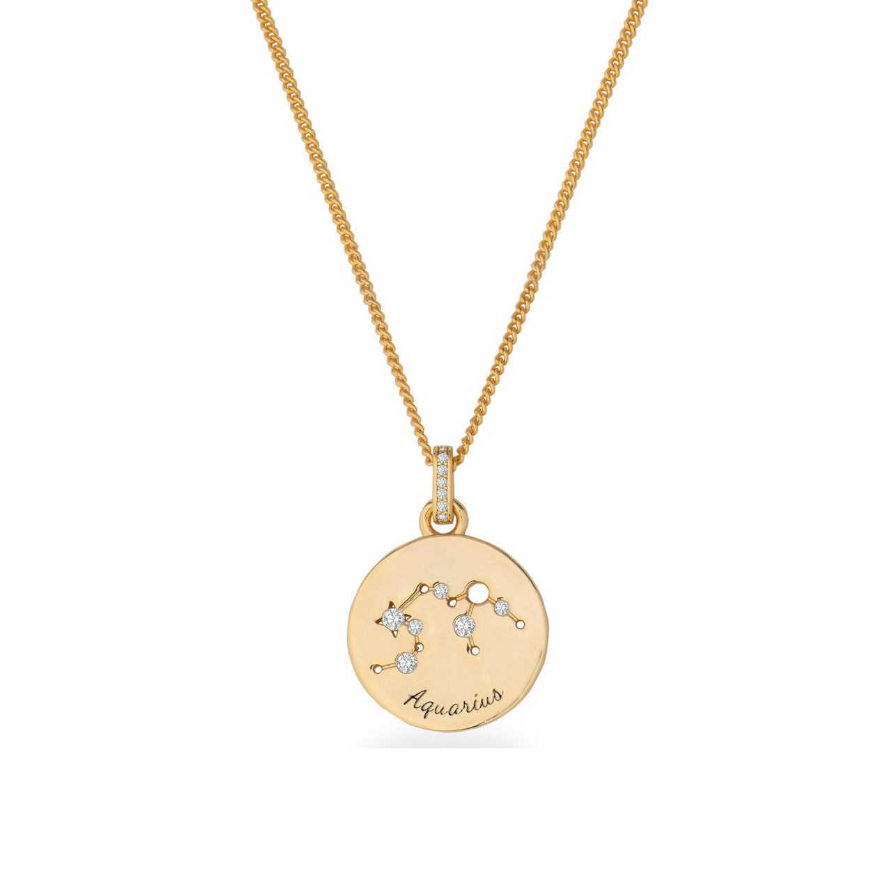 Aquarius star sign gold pendant from Tipperary Crystal zodiac jewellery collection