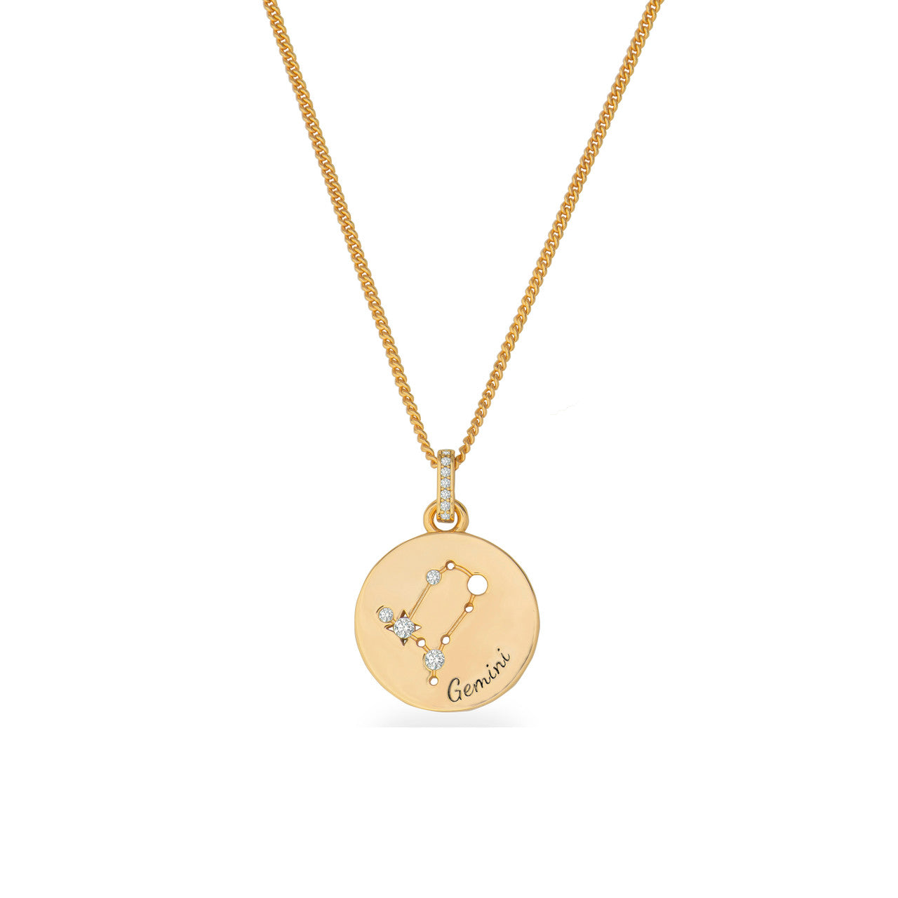 Gemini star sign gold pendant from Tipperary Crystal zodiac jewellery collection