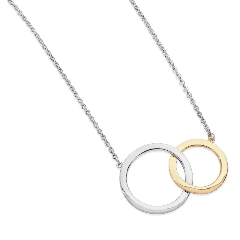 Tipperary Crystal Interlocking Circles Silver & Gold Necklace