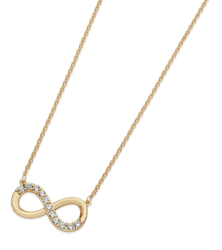 Tipperary Crystal Part Stone Infinity Pendant Necklace - Gold