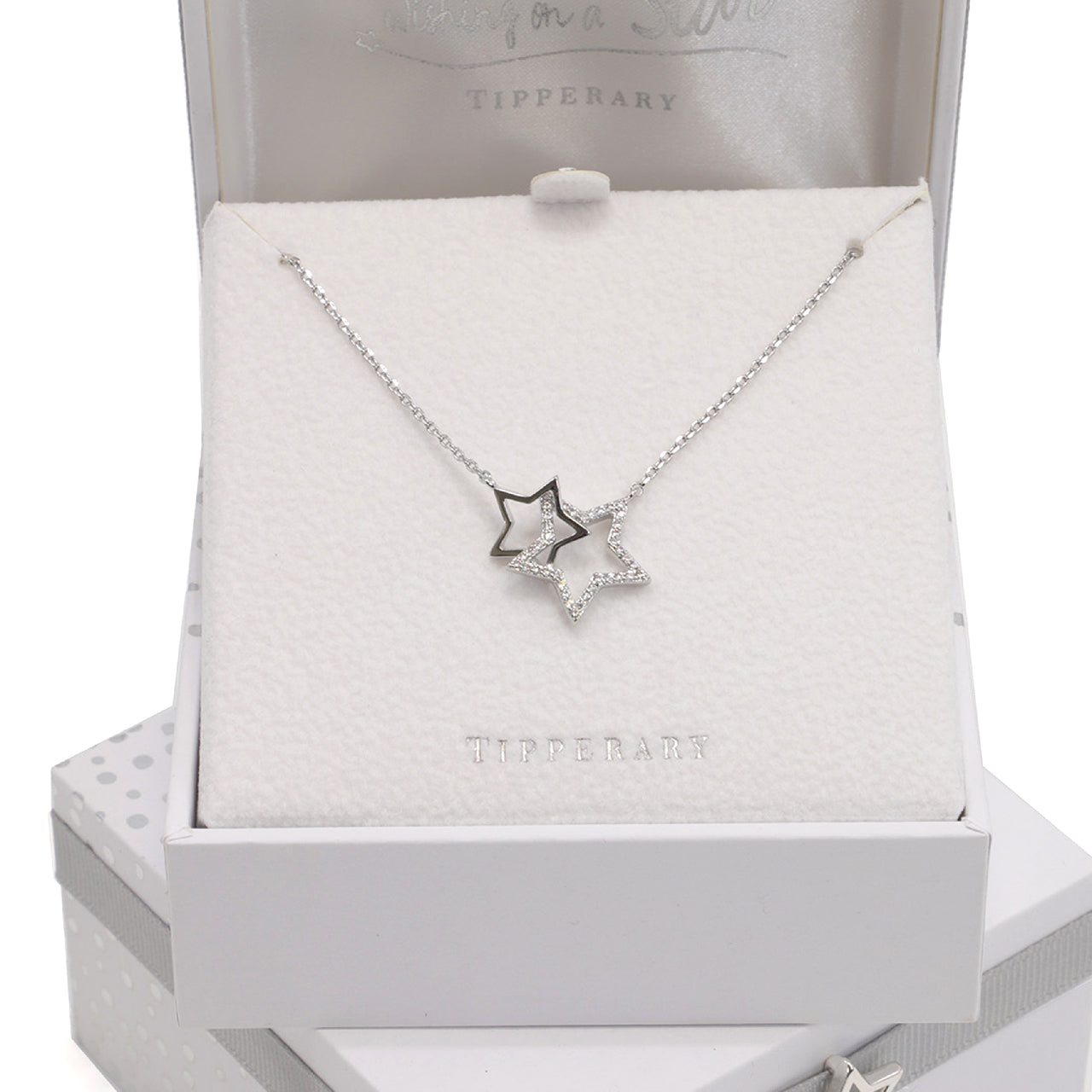 Tipperary Crystal Star Interlocking Pendant Necklace In Silver