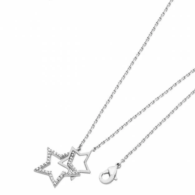 Tipperary Crystal Star Interlocking Pendant Necklace - Silver