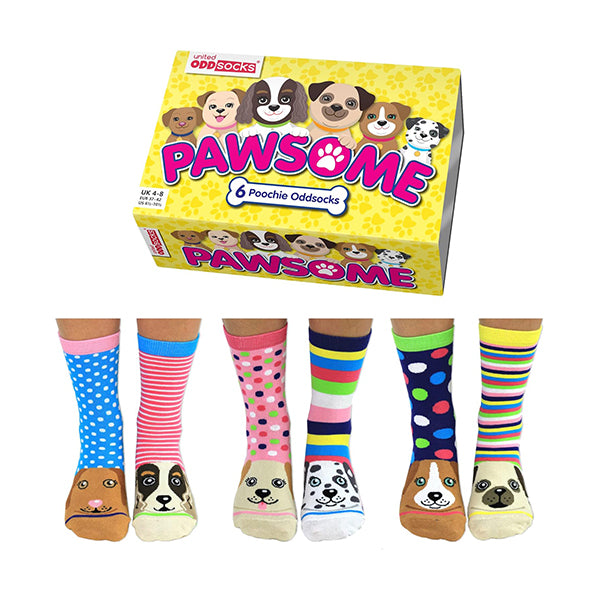 United Odd Socks Pawsome Poochie Odd Socks ladies Gift Set - Size 4-8