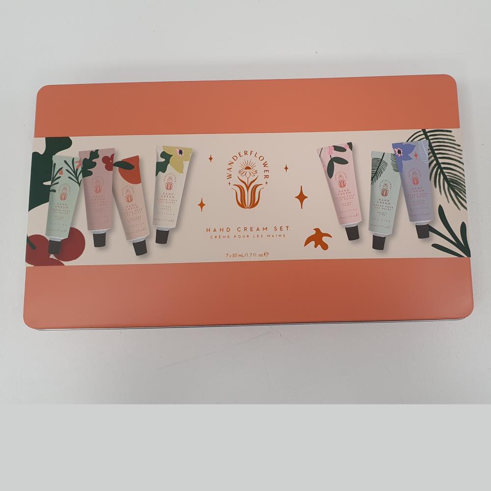 Wanderflower 7 Piece Hand Cream Gift Set in coral presentation tin
