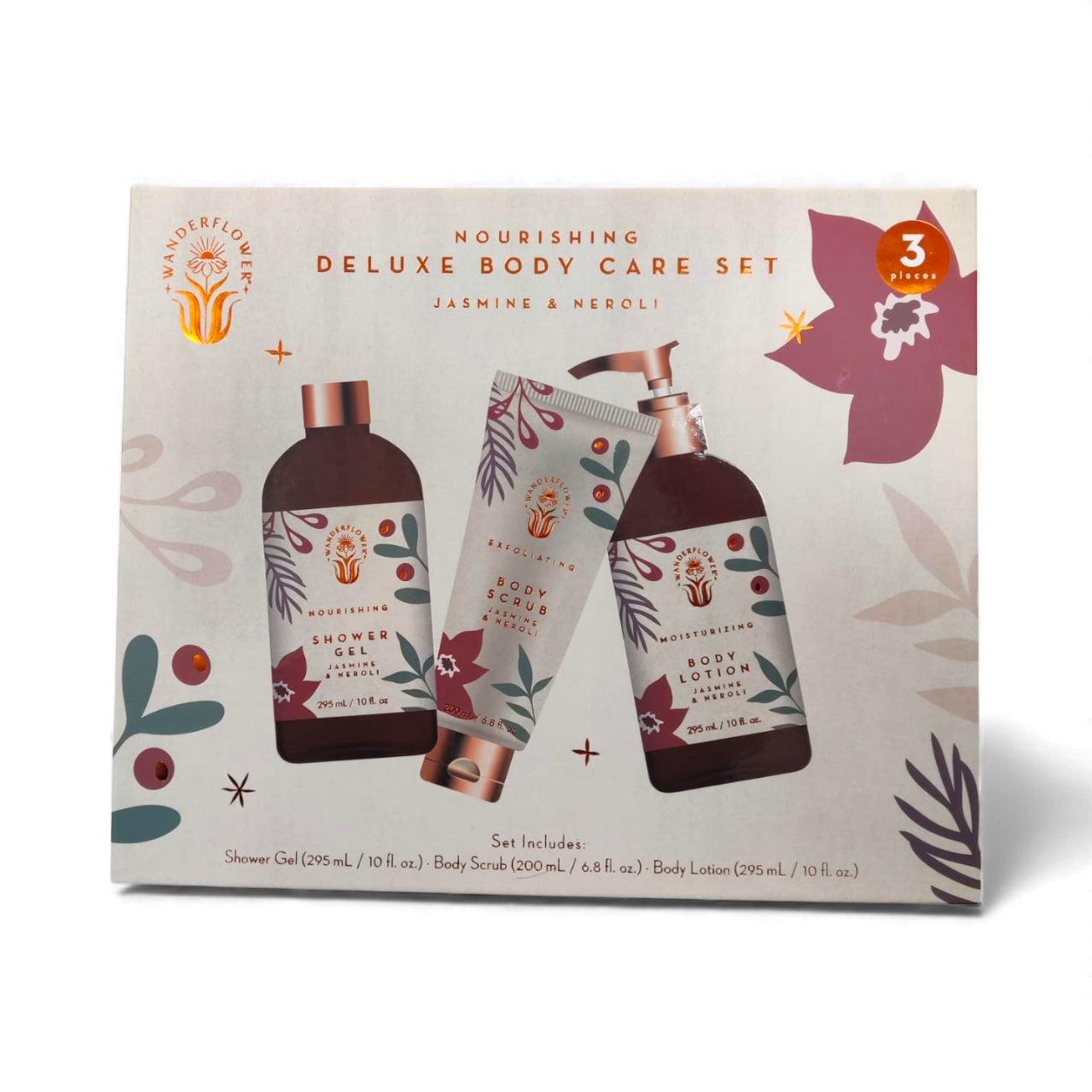 wanderflower jasmine & neroli deluxe body care gift set box