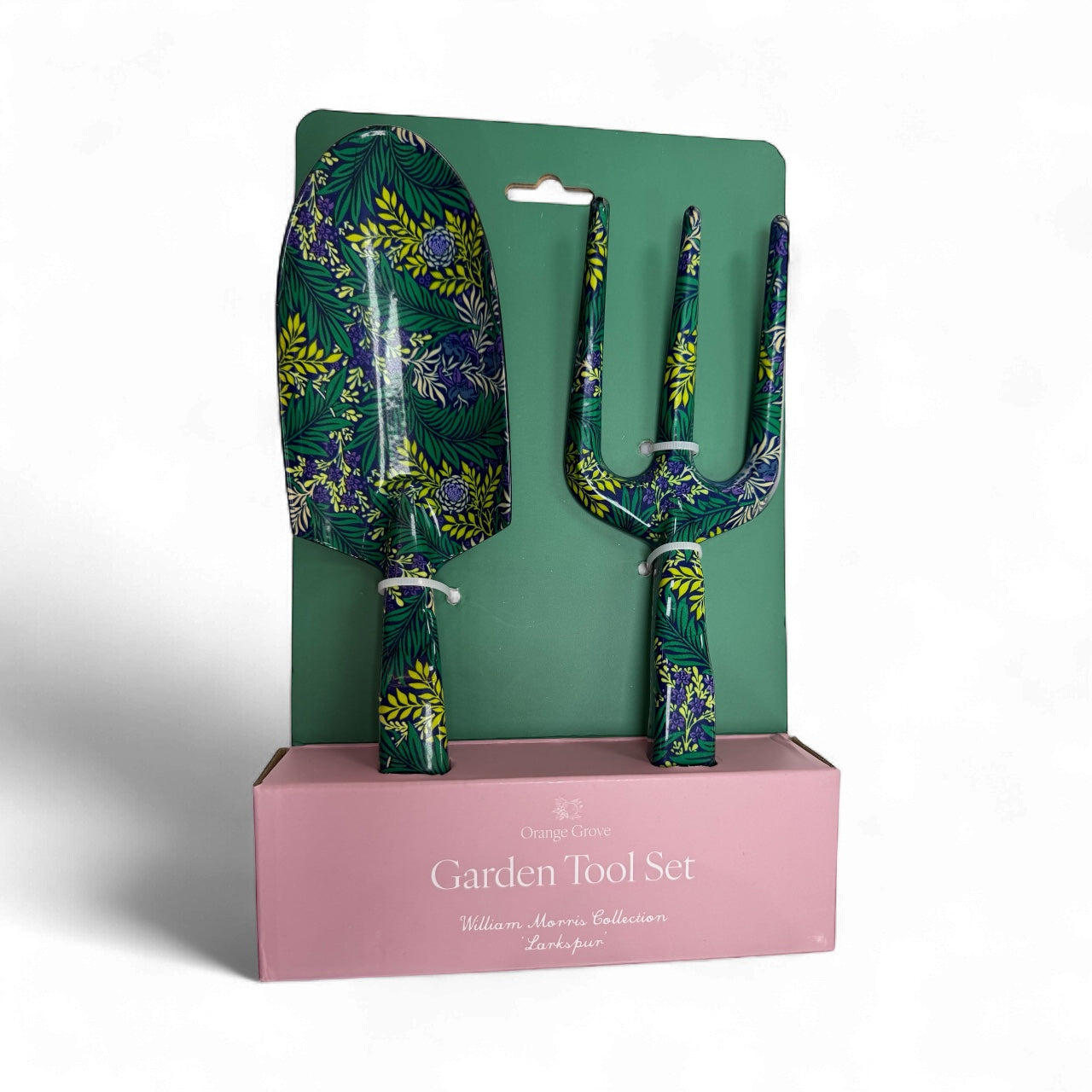 William Morris green and purple garden tool gift set with trowel and fork