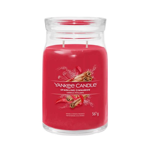 Yankee Candle Sparkling Christmas Cinnamon large 567g two-wick jar candle — festive cinnamon and clove home fragrance.