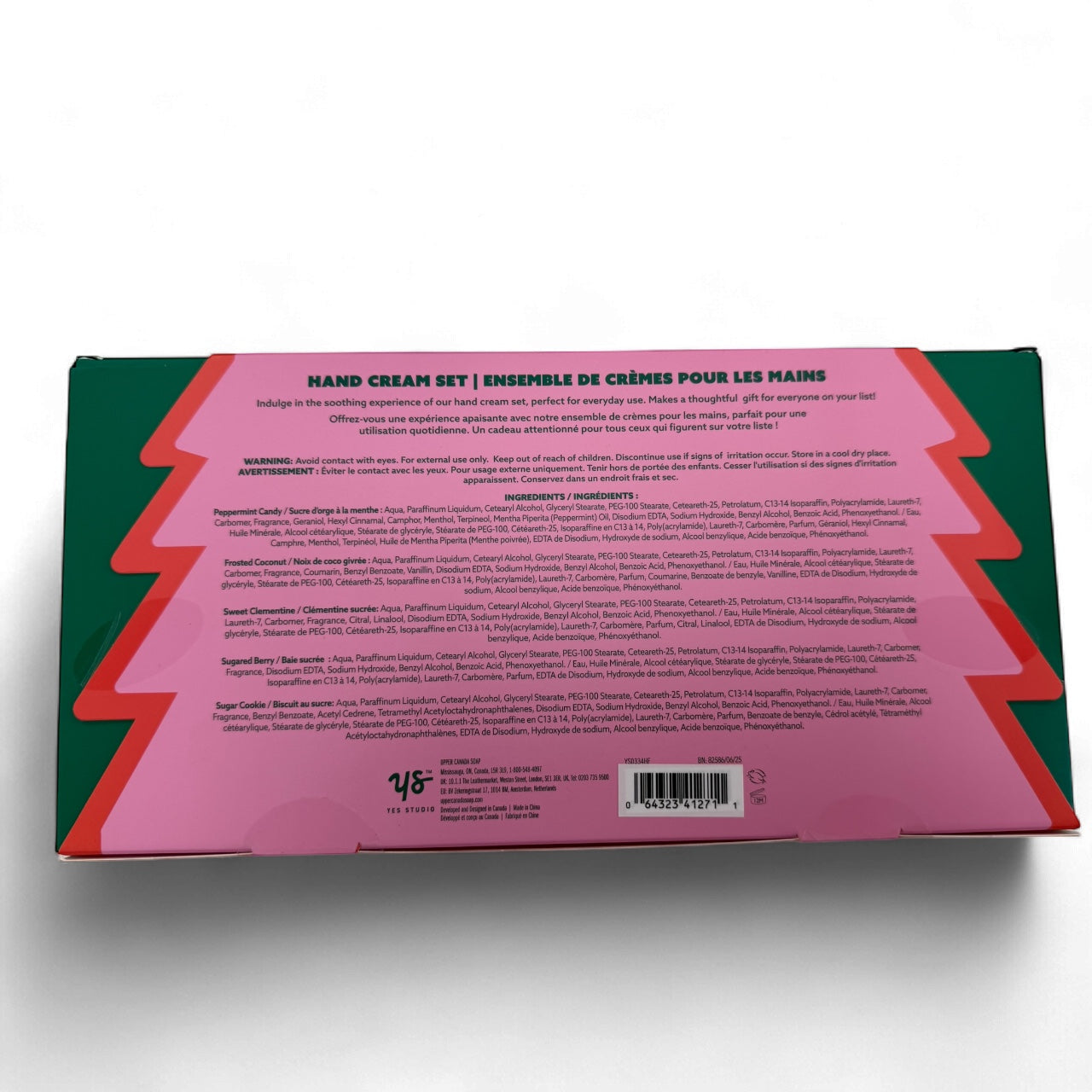 Back of Yes Studio Jolly Hands set with product details and ingredients