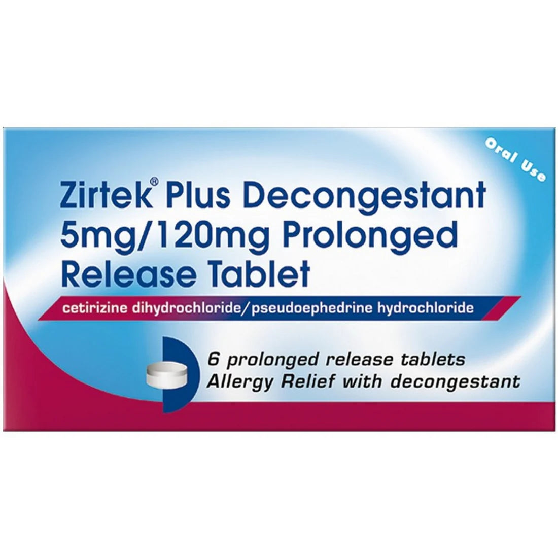 Zitrek Plus Decongestant 5mg/120mg Allergy Relief And Decongestant - 6 pk