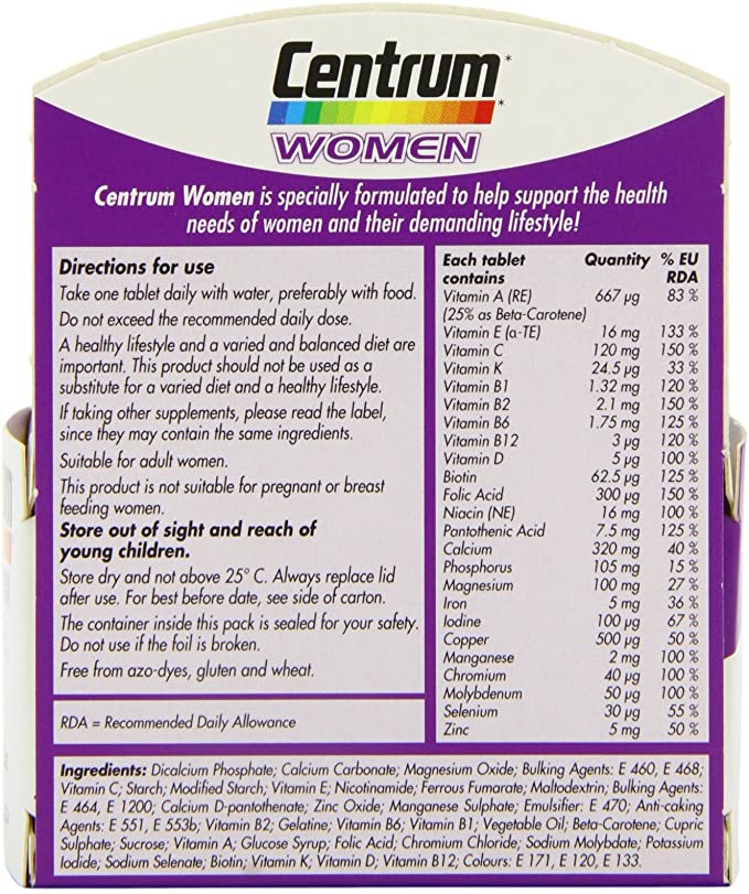 Centrum Women Multivitamin & Minerals Supplement - 30 Tablets
