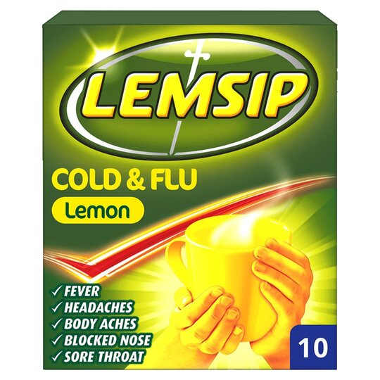 Lemsip Cold Flu Lemon Sachet 10 Pk