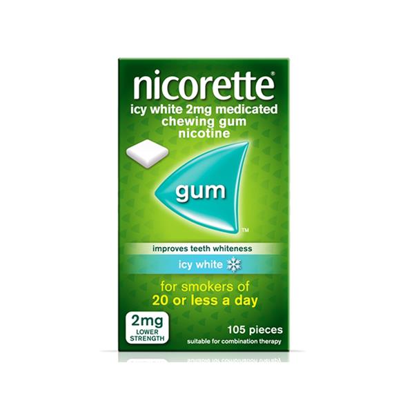 Nicorette 2mg Nicotine Gum Icy White - 105 pk
