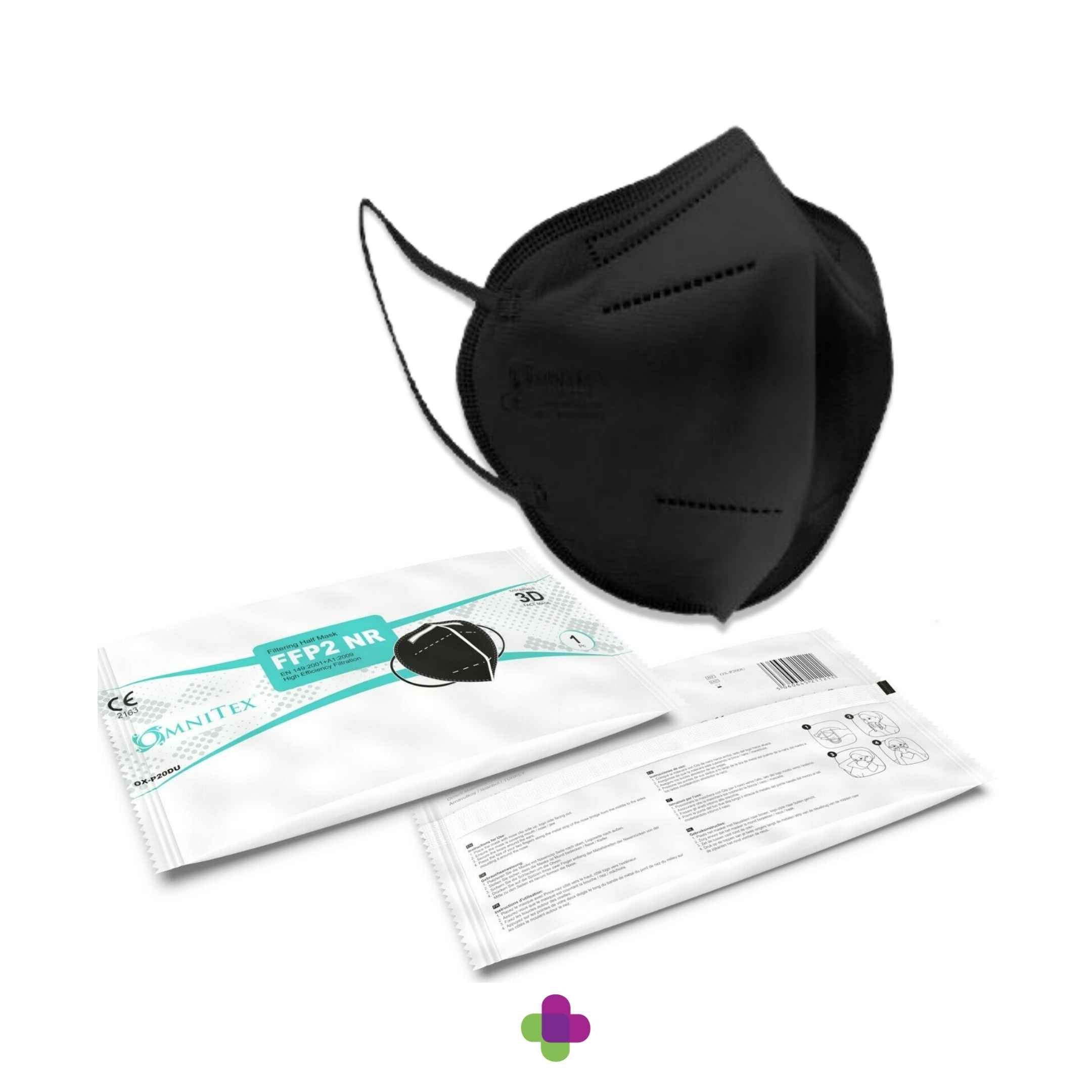 Omnitex Kn95 / FFP Black Disposable Face Masks - Single Pk