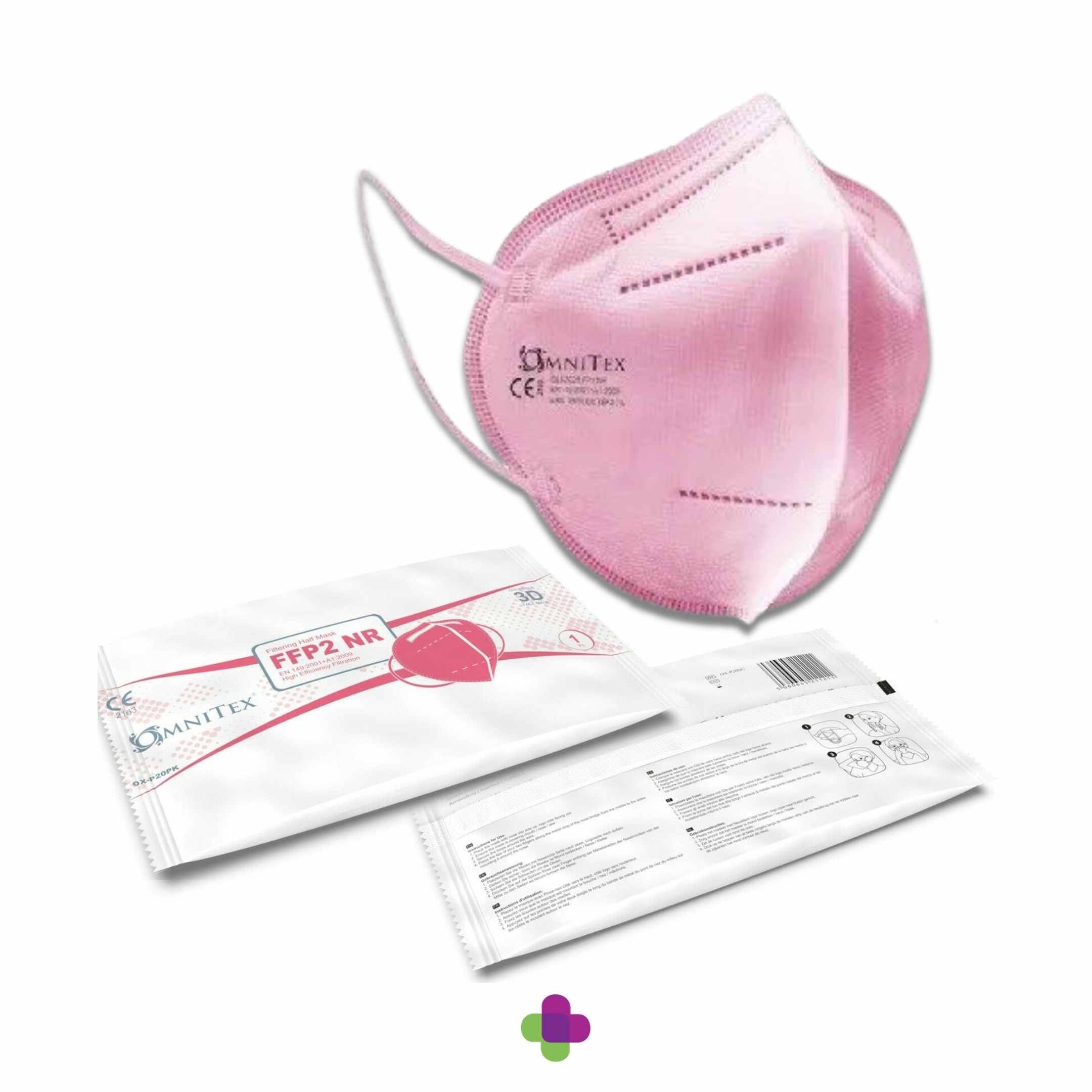 Omnitex Kn95 FFP2 Disposable Pink Filtering Face Mask - Single Pk