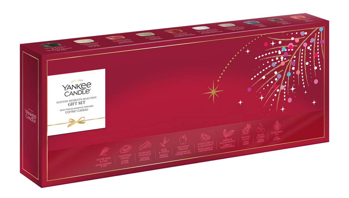 Yankee Candle Scented Moments Selection red Christmas gift box close-up