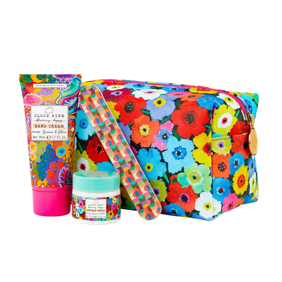Heathcote & Ivory Cloud Nine Blooming Happy Hand & Nail Care makeup Bag gift set 