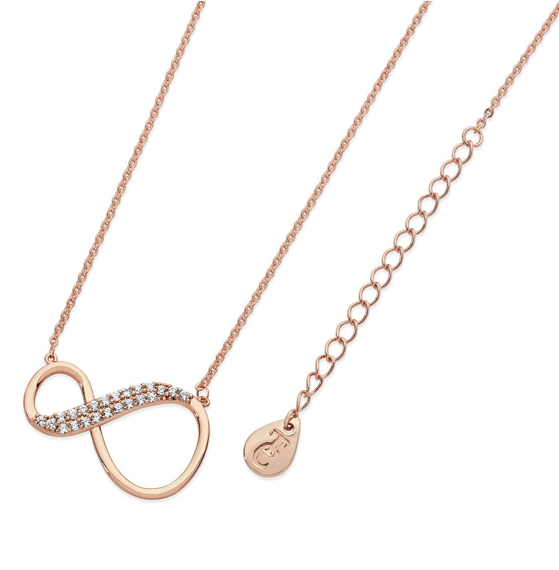 Tipperary Crystal 8 Shape Infinity Pendant Necklace - Rose Gold