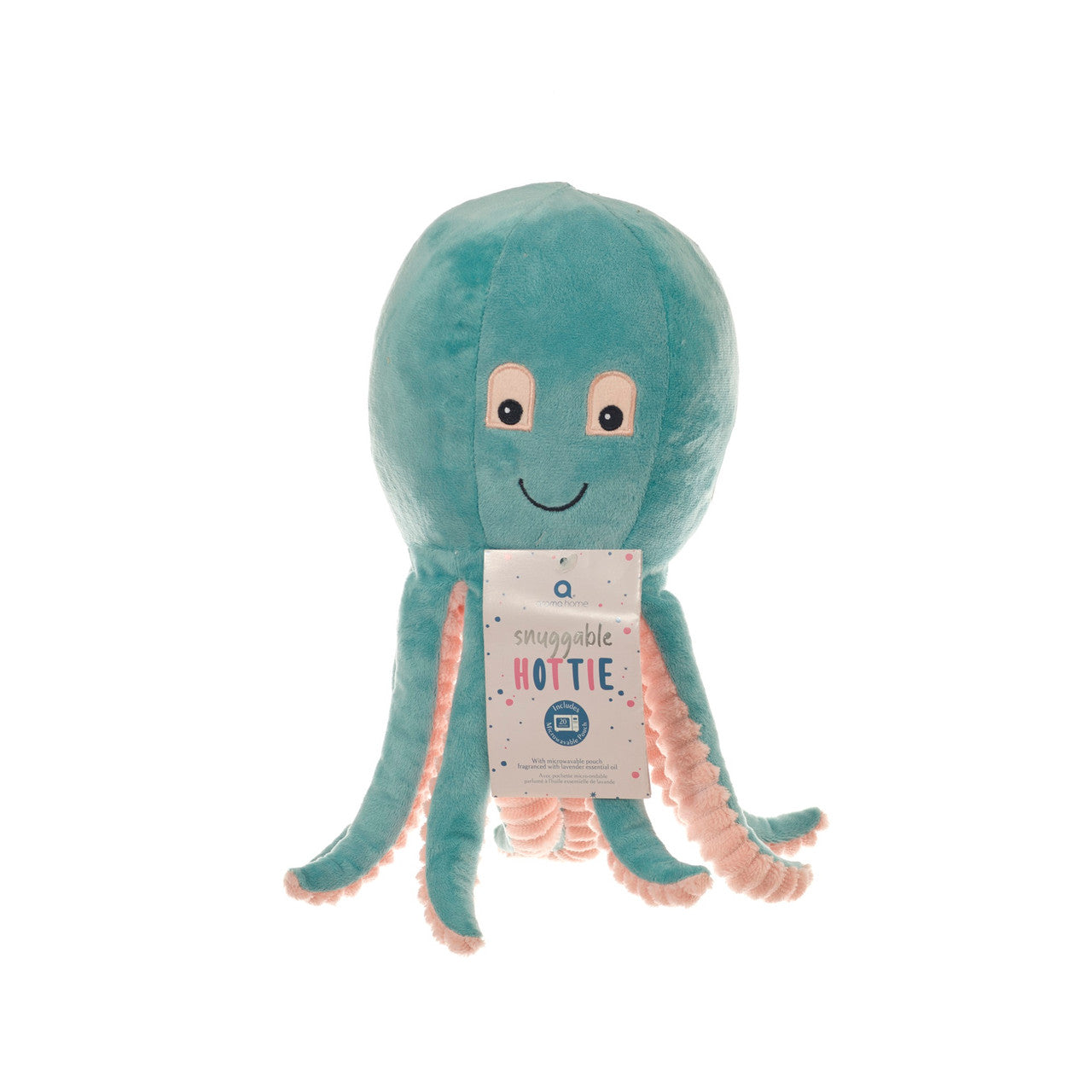 Aroma Home Octopus Snuggable Hottie — plush microwavable octopus with removable lavender tourmaline bead pouch, 
