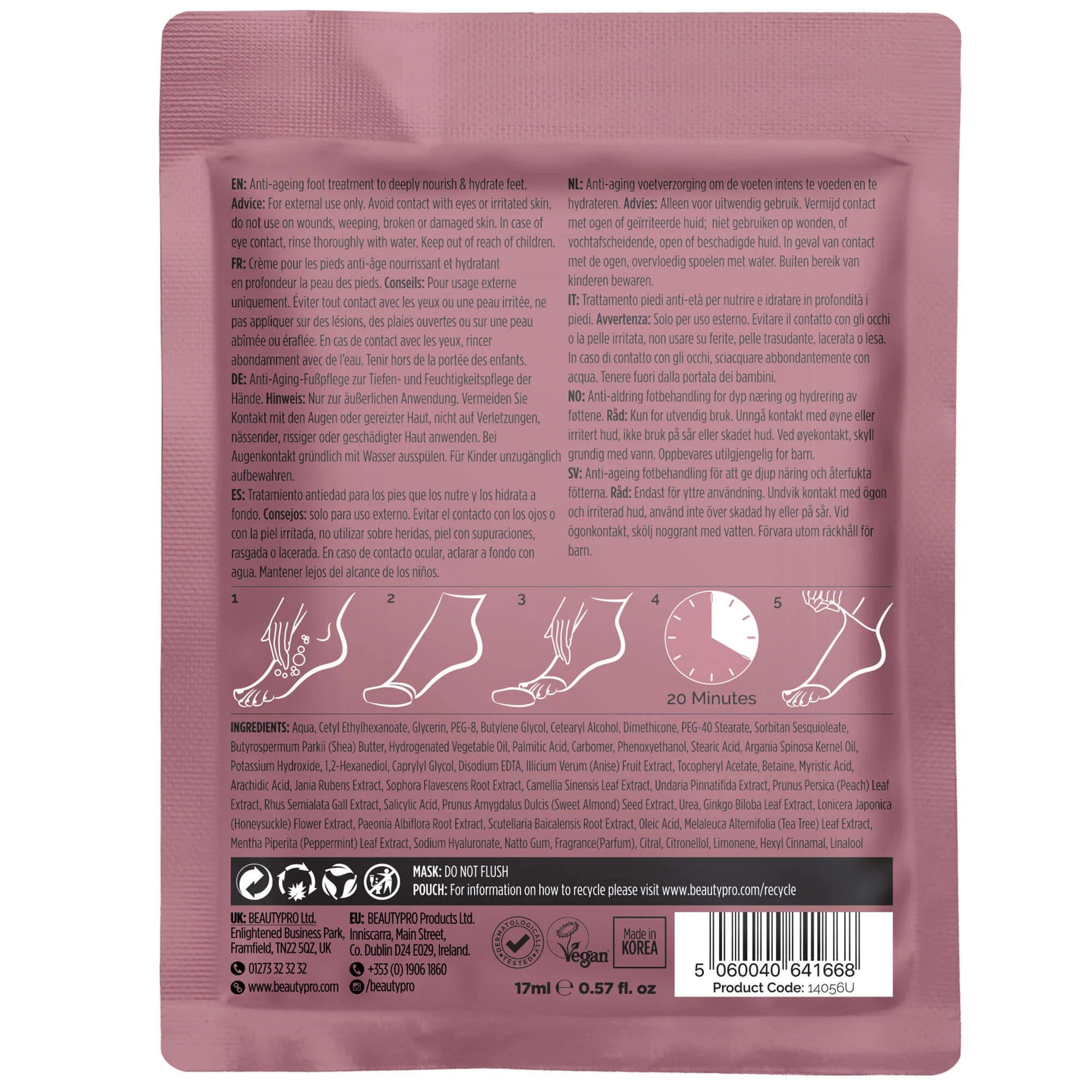 BEAUTYPRO revitalising foot socks foot mask from the back