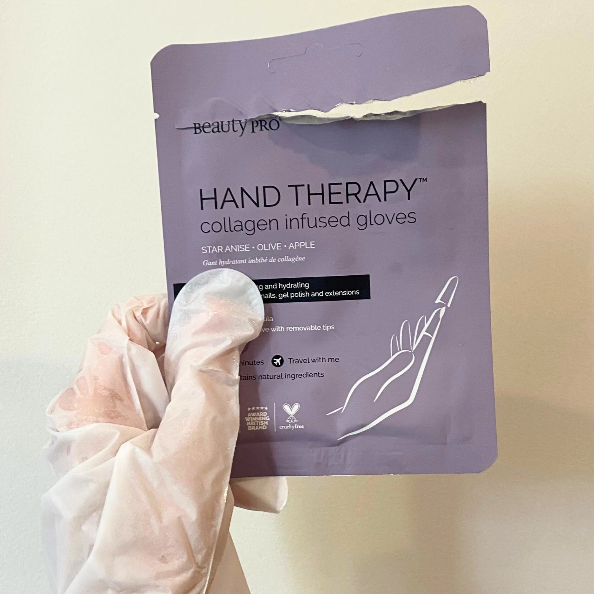 Opening BeautyPro Hand Therapy Hydrating Hand Glove sachet