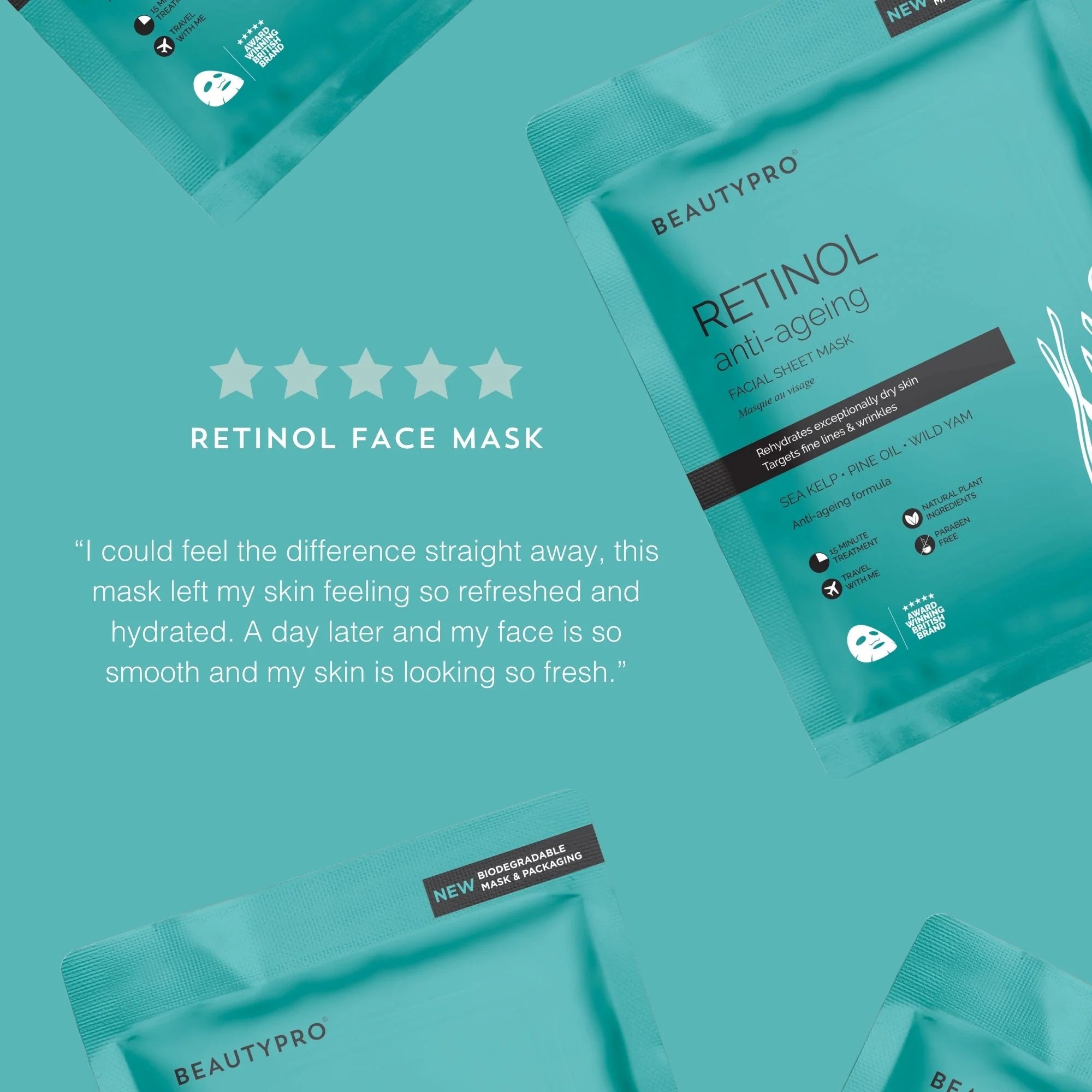 Infographic with review usage tip for Retinol mask