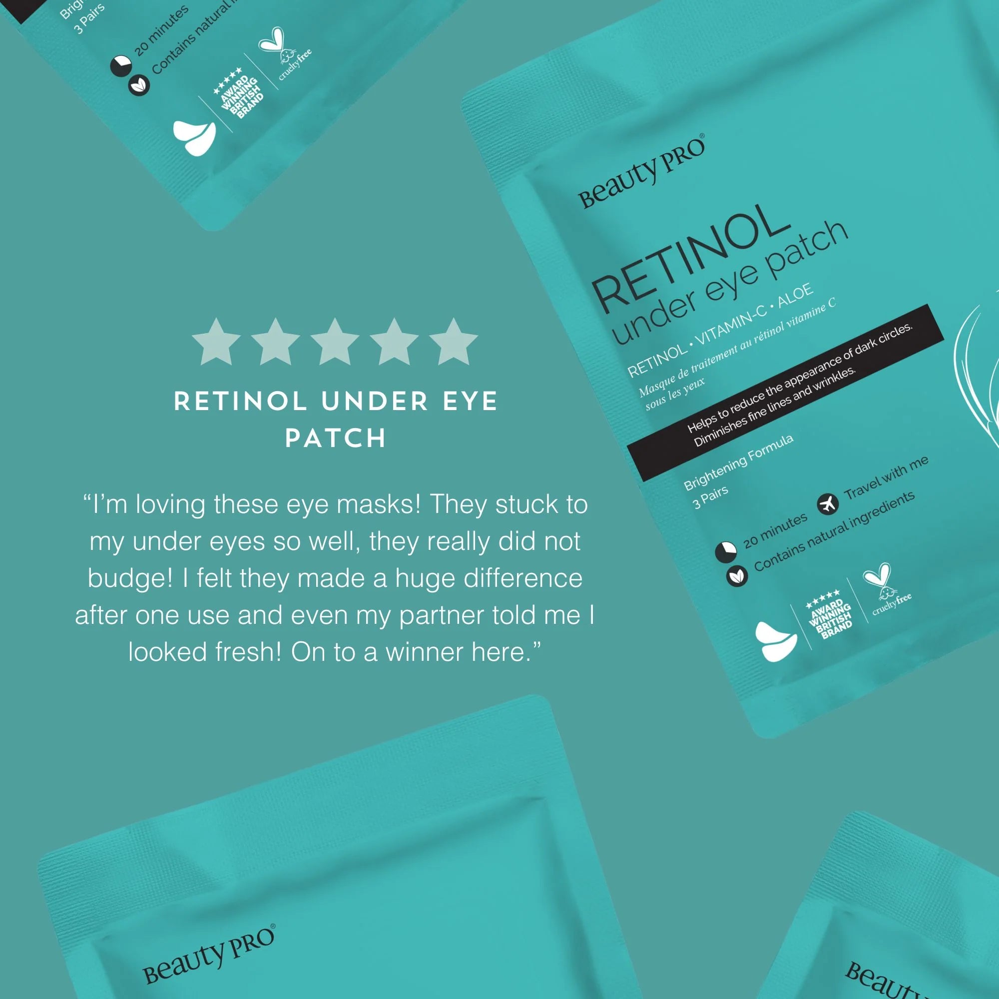 Beautypro Retinol Anti-Ageing Under Eye Mask - 3Pk