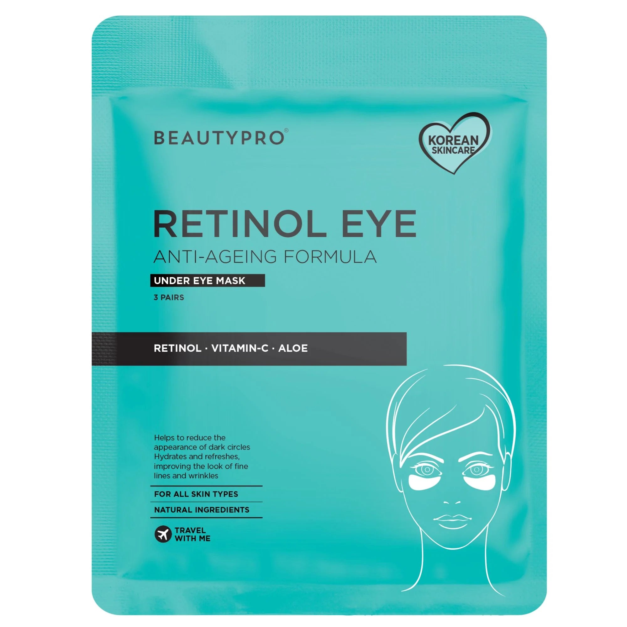 Beautypro Retinol Anti-Ageing Under Eye Mask - 3Pk