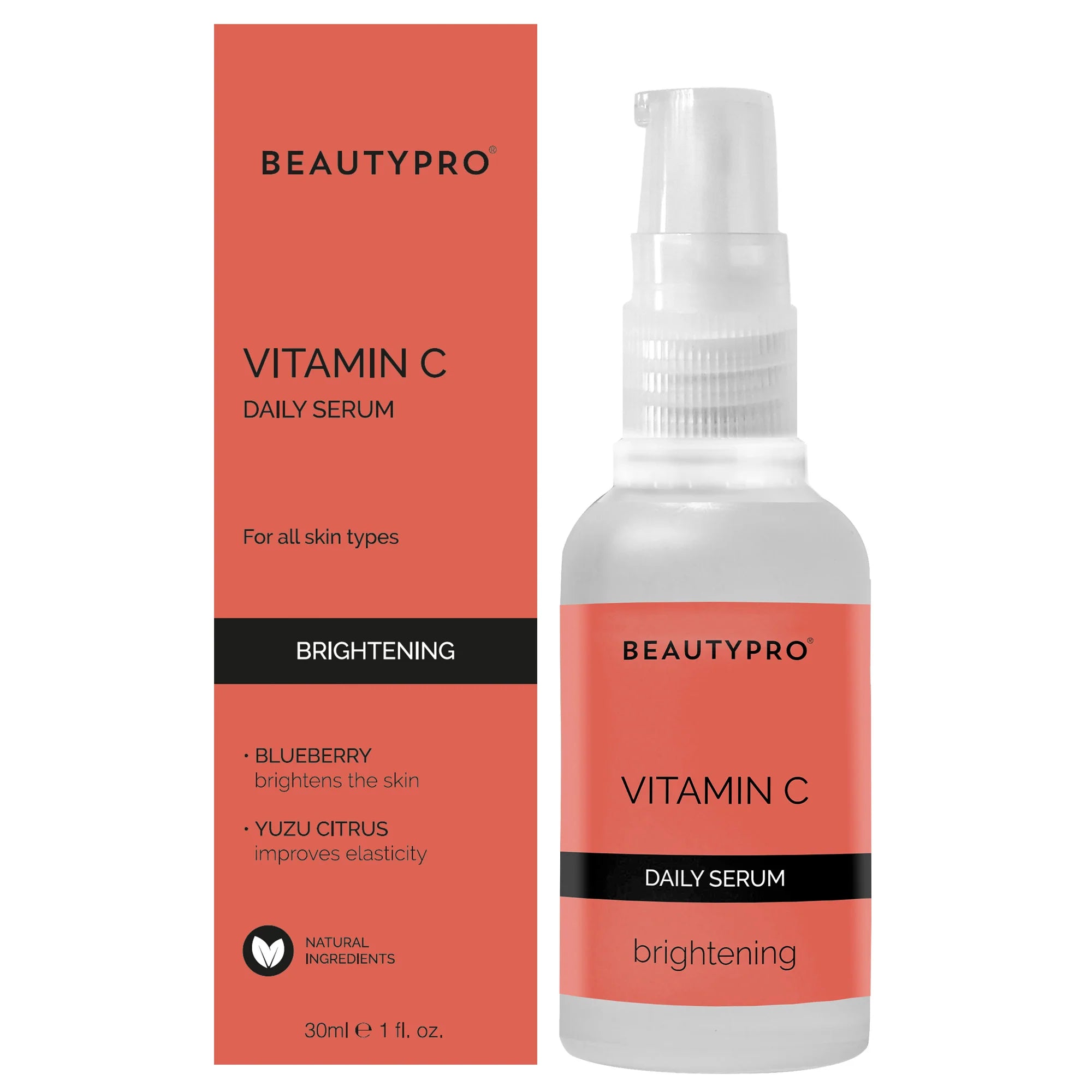 BeautyPro Vitamin C Brightening Daily Serum with 10% vitamin C and natural ingredients