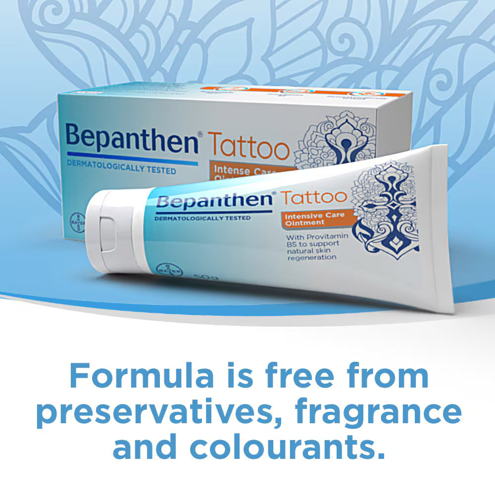 Bepanthen Tattoo ointment with packaging – fragrance-free tattoo aftercare