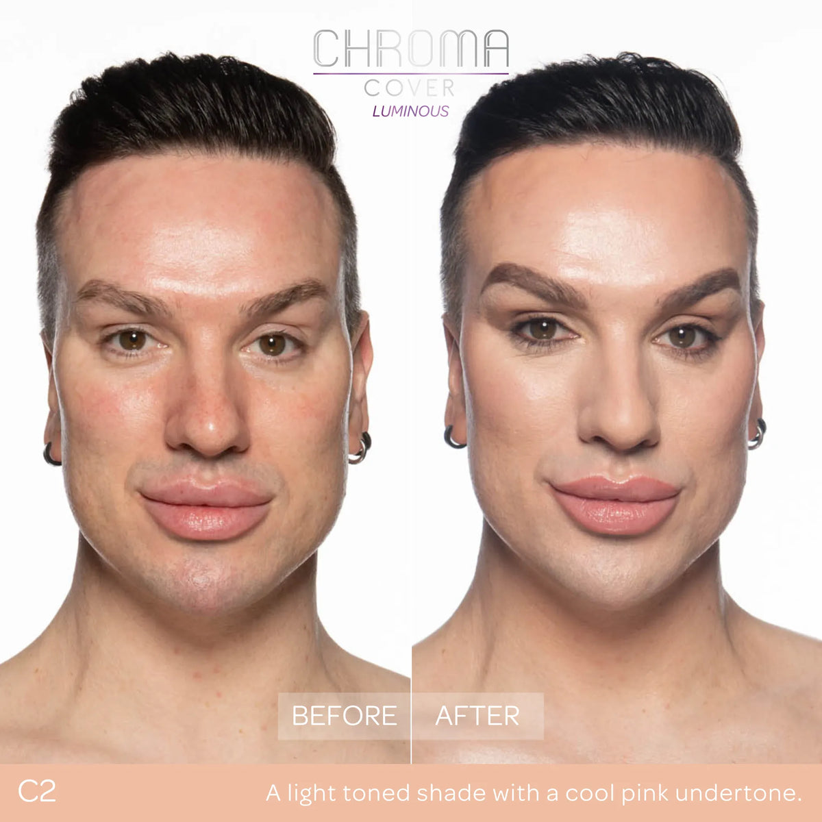 BPerfect Chroma Cover Luminous Foundation C2 before and after application
