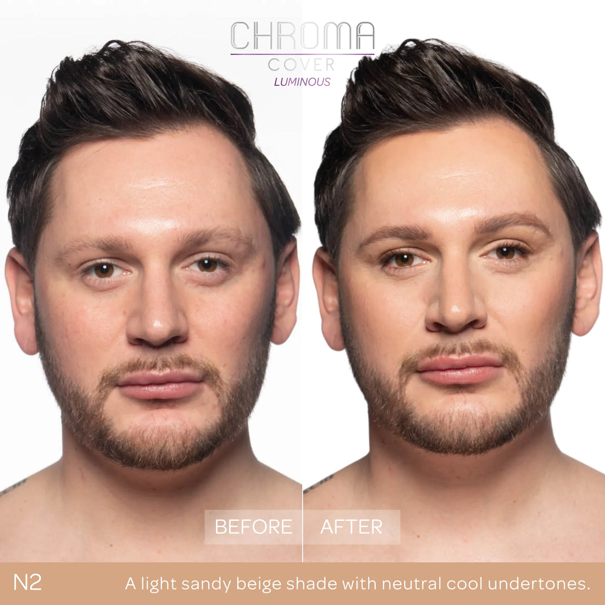BPerfect Chroma Cover Luminous Foundation N2 before and after application