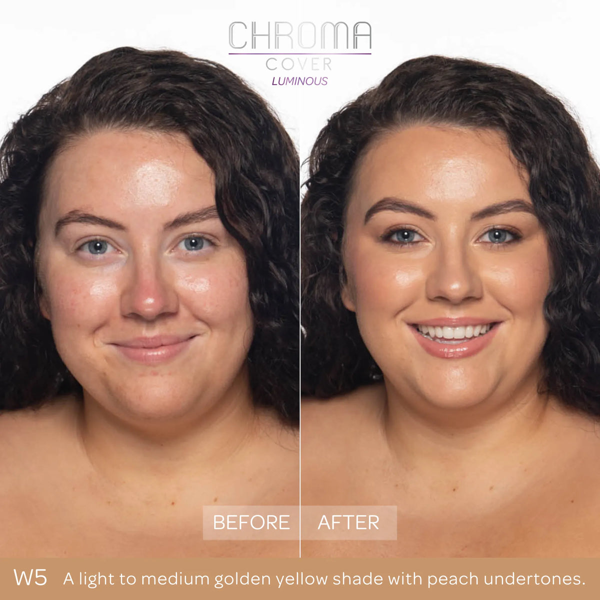 BPerfect Chroma Cover Luminous Foundation W5 before and after application