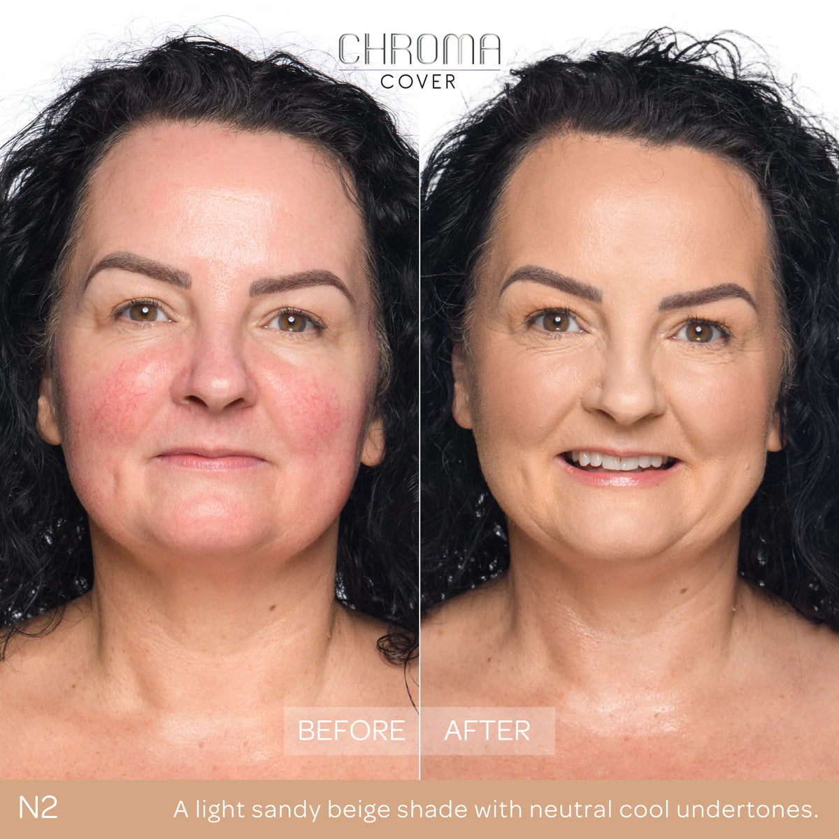 BPerfect Chroma Cover Matte Foundation N2 before and after application