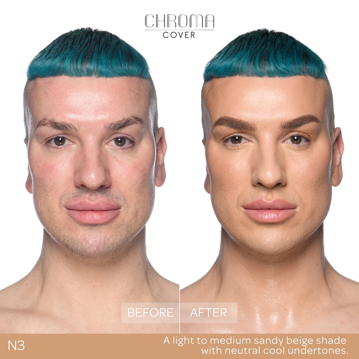 BPerfect Chroma Cover Matte Foundation N3 before and after application