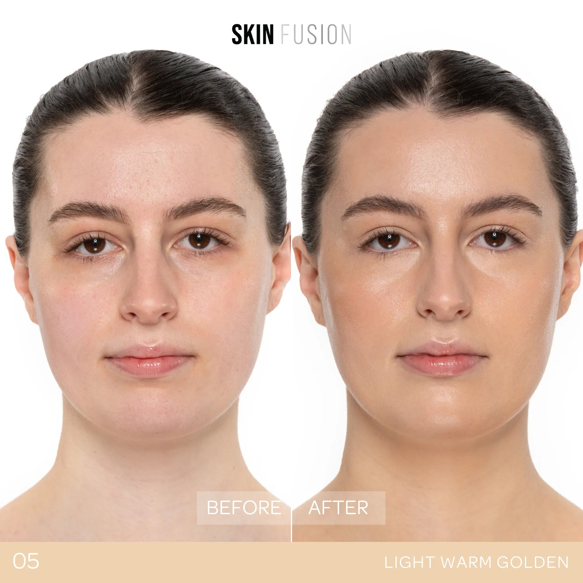 BPerfect Skin Fusion Skin Tint Shade 05 before and after coverage
