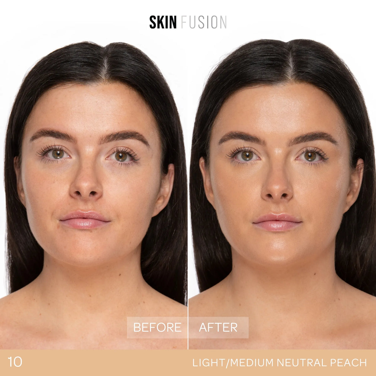     BPerfect Skin Fusion Skin Tint Shade 10 before and after coverage